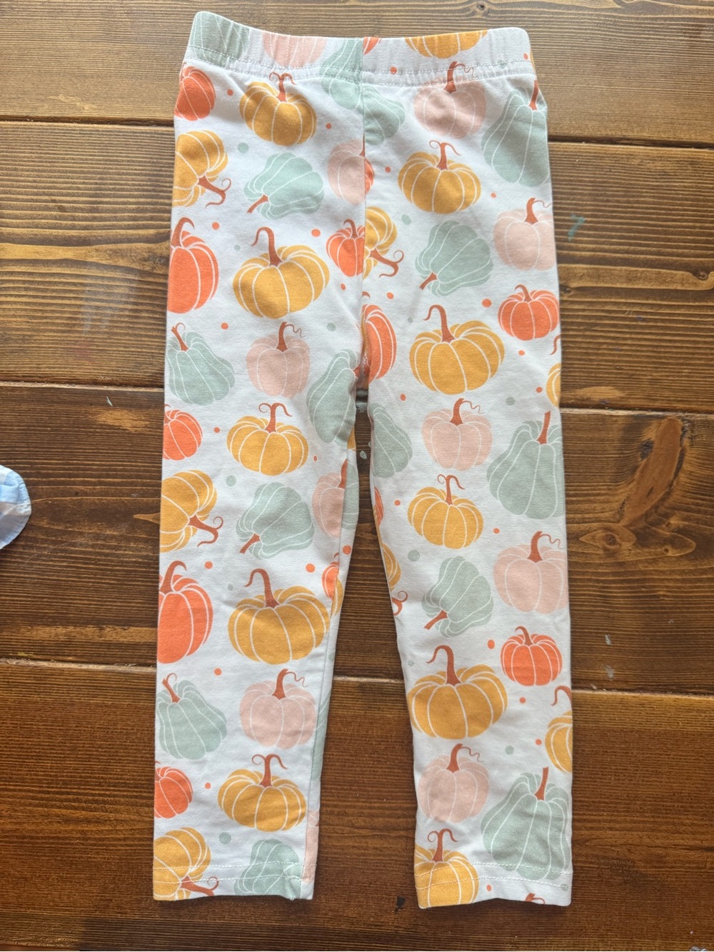 Girls Pumpkin-Print Cotton Leggings - Orange, Yellow, Mint